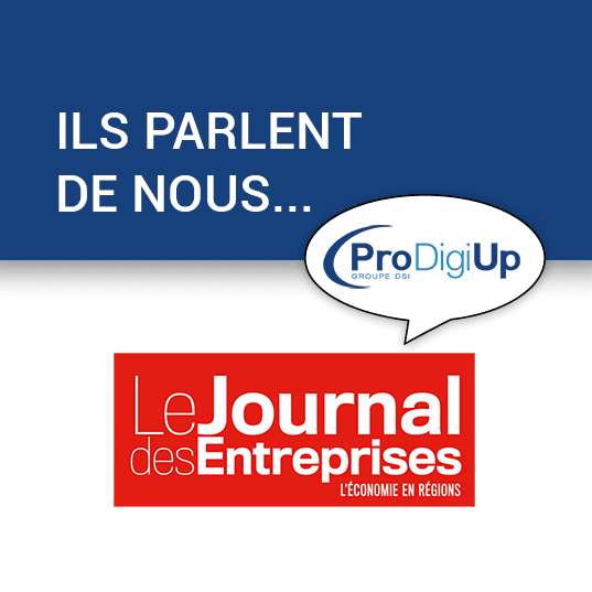 Logo du journal des entreprises, publication concernant ProDigiUp.